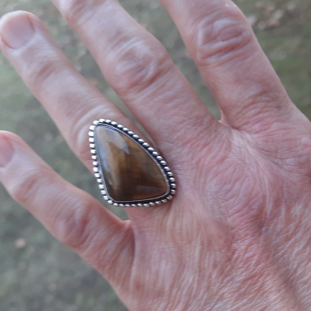 Unisex Golden Tiger Eye Ring (7.5) - Picture 15 of 15